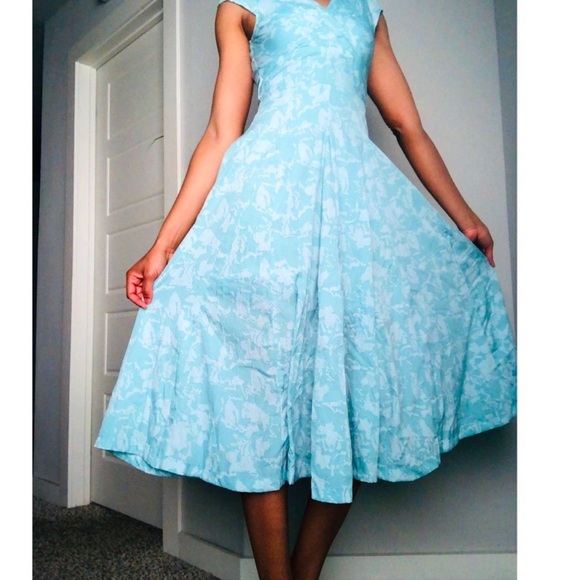 Teal Print Summer Dress - Picture 5 of 8